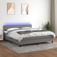 thumbnail image 1 of vidaXL Box Spring Bed with Mattress&LED Dark Gray 59.8"x79.9" Queen Fabric, 1 of 8