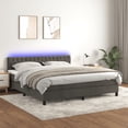 thumbnail image 1 of vidaXL Box Spring Bed with Mattress&LED Dark Gray 59.8"x79.9" Queen Velvet, 1 of 8