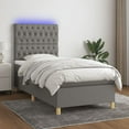 thumbnail image 1 of vidaXL Box Spring Bed with Mattress&LED Dark Gray 39.4"x79.9" Twin XL Fabric, 1 of 6