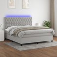thumbnail image 1 of vidaXL Box Spring Bed with Mattress&LED Light Gray 59.8"x79.9" Queen Fabric, 1 of 6