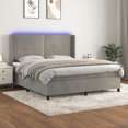 thumbnail image 1 of vidaXL Box Spring Bed with Mattress&LED Light Gray 59.8"x79.9" Queen Velvet, 1 of 6