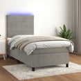 thumbnail image 1 of vidaXL Box Spring Bed with Mattress&LED Light Gray 39.4"x79.9" Twin XL Velvet, 1 of 6