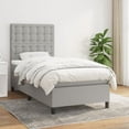 thumbnail image 1 of vidaXL Box Spring Bed with Mattress Light Gray 39.4"x74.8" Twin Fabric, 1 of 6