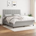 thumbnail image 1 of vidaXL Box Spring Bed with Mattress Light Gray 72"x83.9" California King Fabric, 1 of 6