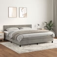 thumbnail image 1 of vidaXL Box Spring Bed with Mattress Light Gray 72"x83.9" California King Velvet, 1 of 6