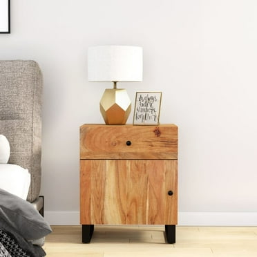 vidaXL Cabinet Accent Nightstand End Table with Storage Drawer Solid Wood