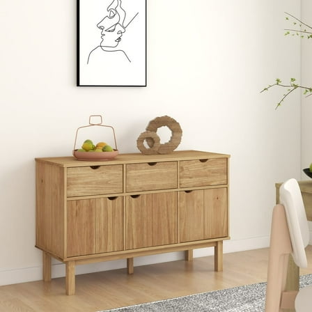 vidaXL Cabinet Storage Console Sideboard for Living Room OTTA Solid Wood Pine
