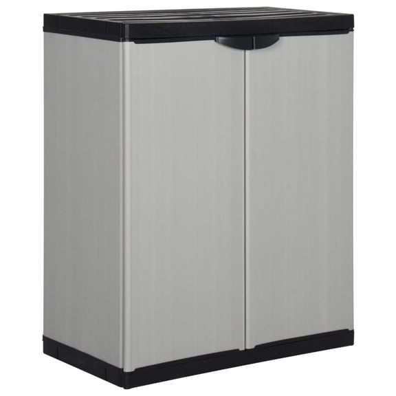 vidaXL Cabinet with 2 Doors, Polypropylene, Gray and Black