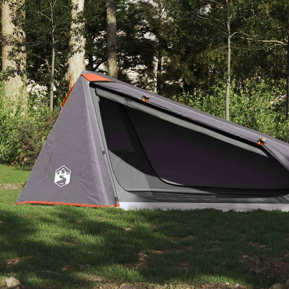 vidaXL Camping Tent Tunnel 1-Person Gray and Orange Waterproof