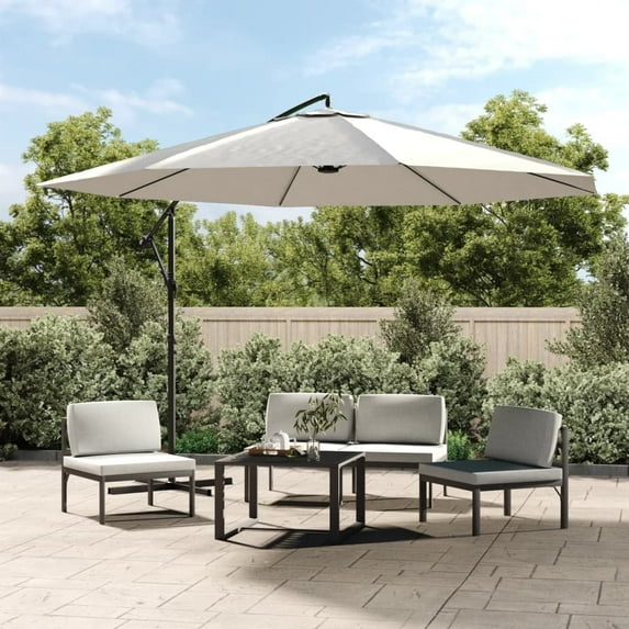 vidaXL Cantilever Garden Parasol Sand White Polyester, Aluminum