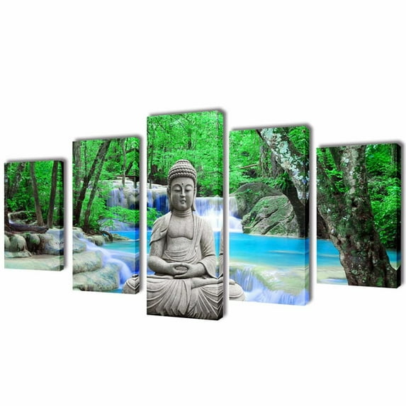 vidaXL Canvas Wall Print Set Buddha 39" x 20"