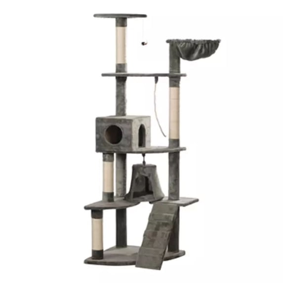 vidaXL Cat Tree 75" Gray Plush