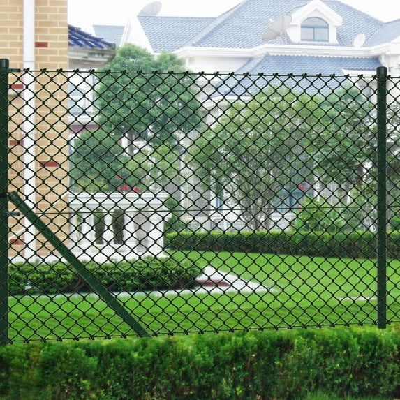 vidaXL Chain Link Fence Privacy Screen Mesh Shade Fence Gate with Posts Steel