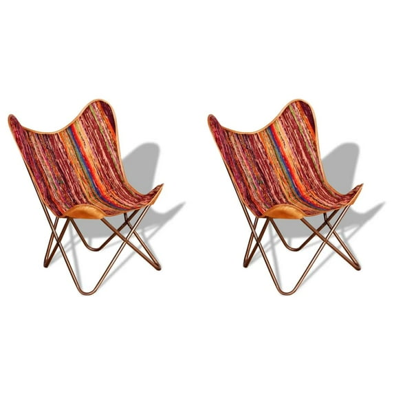 vidaXL Chair Accent Armless Chair for Living Room Multicolor Chindi Fabric