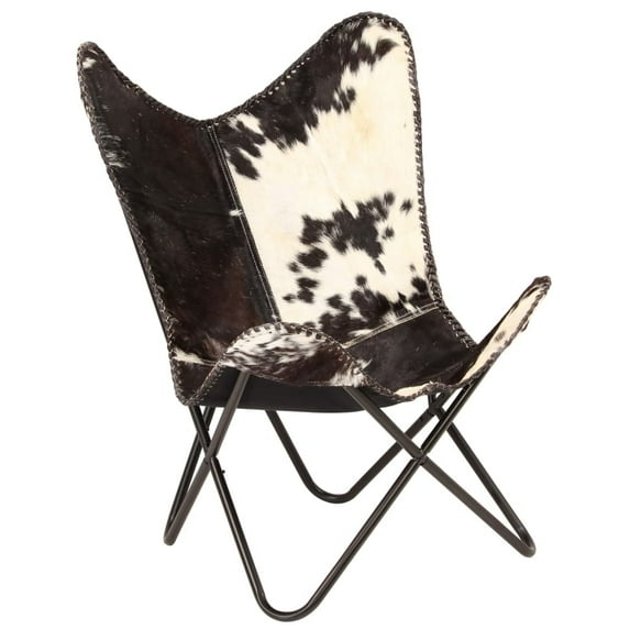 vidaXL Chair Accent Chair with Powder Coated Iron Frame Genuine Goat Leather