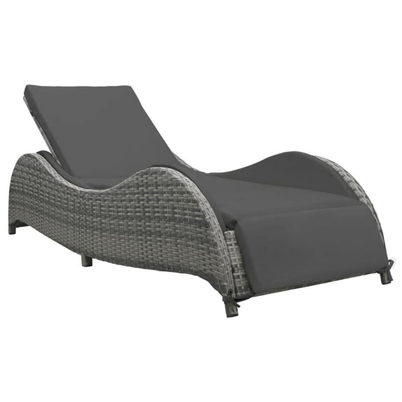 vidaXL Chaise Lounge Chair Rattan Sun Bed with Cushion Poly Rattan Anthracite