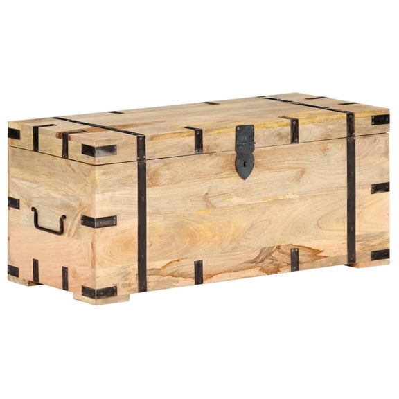 vidaXL Chest Natural Solid Mango Wood Large Chest Rectangular Rustic 35.4"x15.7"x15.7"