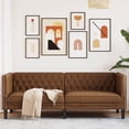 thumbnail image 1 of vidaXL Chesterfield Sofa 3-Seater Brown Faux Suede Leather, 1 of 9