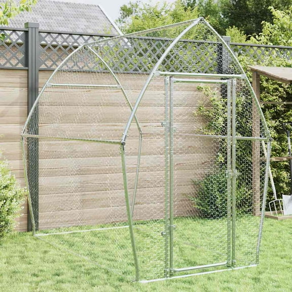 vidaXL Chicken Cage Silver Galvanized Steel Durable Chicken Cage