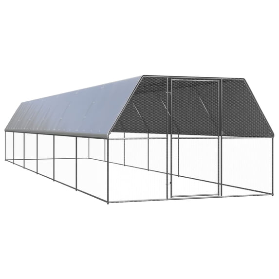 vidaXL Chicken Cage Silver, Silver Grey Galvanized Steel, Polyethylene