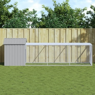 vidaXL Chicken Cage with Run Metal Chicken Coop Animal House Galvanized Steel