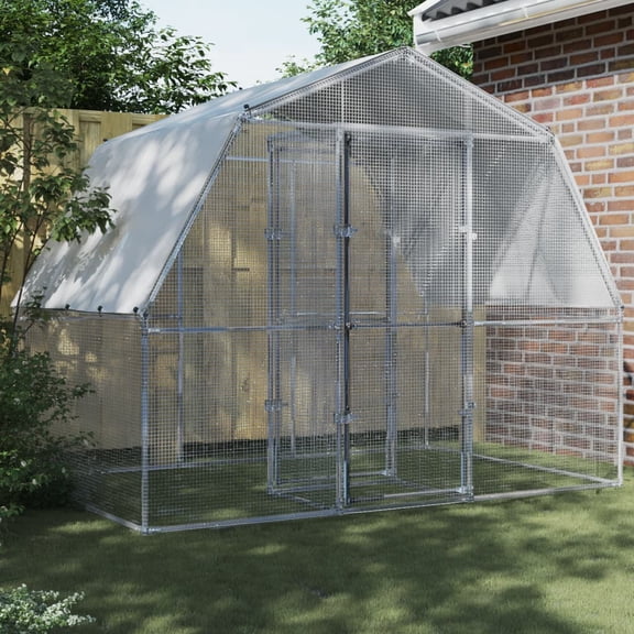 vidaXL Chicken Cage Silver Galvanized steel, PE (polyethylene) Large