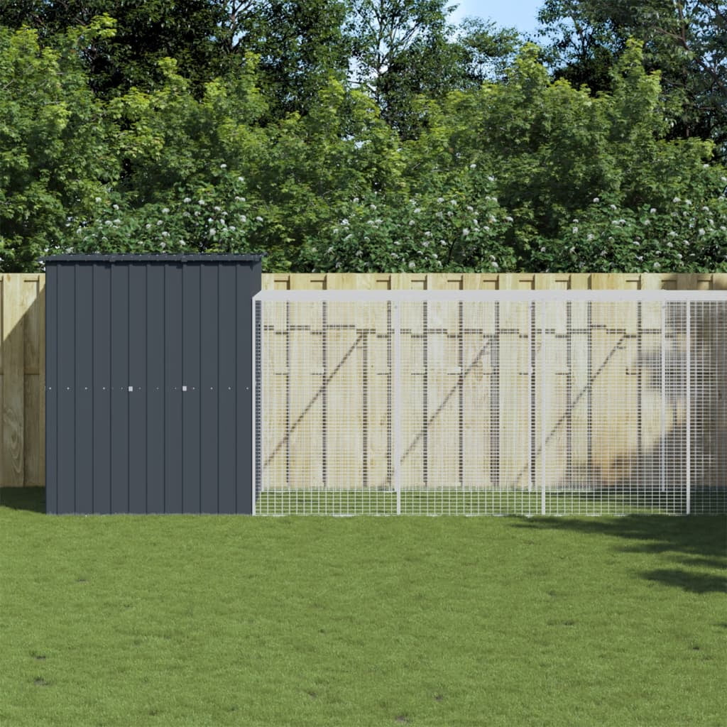 Anthracite Galvanized Steel Chicken Coop with Run