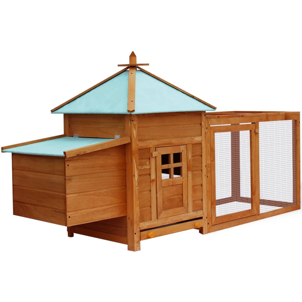 Large Brown Wooden Chicken and Duck Coop with Run