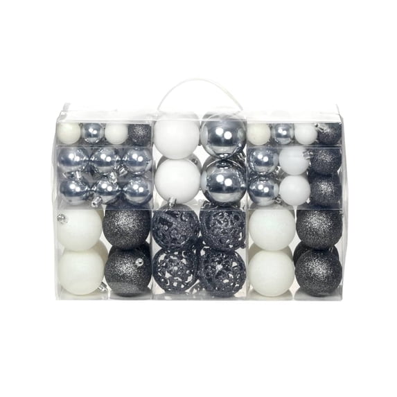 vidaXL Christmas Ball Set of 100 White, Grey Plastic Small, Medium