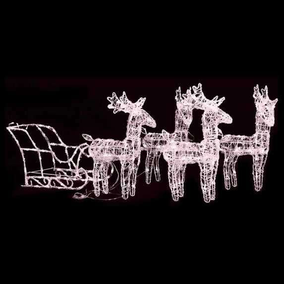 vidaXL Christmas Decoration Lighted Reindeer and Sleigh with LEDs Acrylic