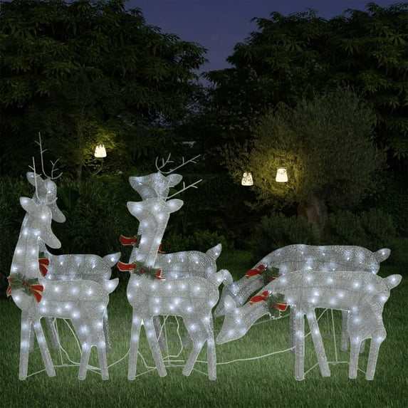 vidaXL Christmas Decoration Reindeer Family Christmas Lighting with LEDs Mesh