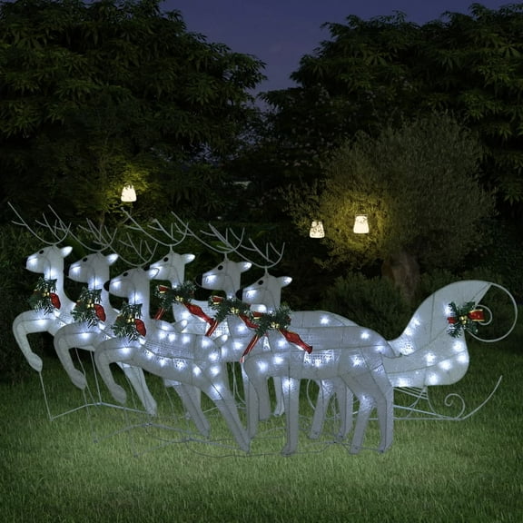 vidaXL Christmas Decoration Reindeer and Sleigh with LEDs Christmas Lighting