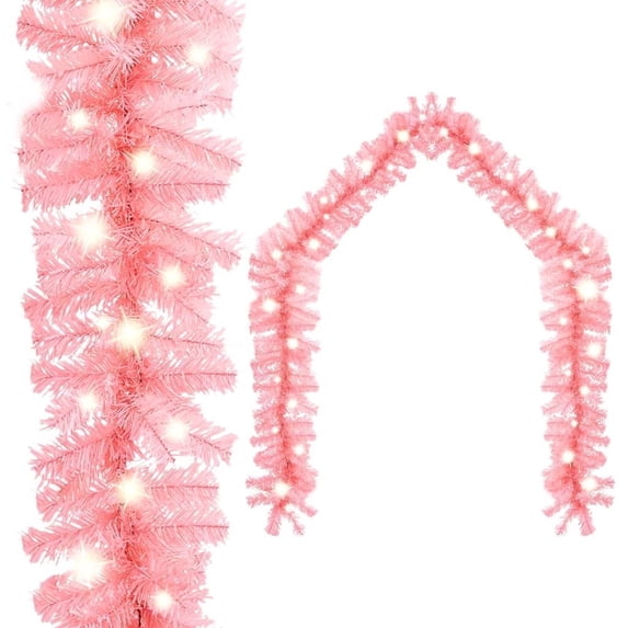 vidaXL Christmas Garland Artificial LED Lights Pink