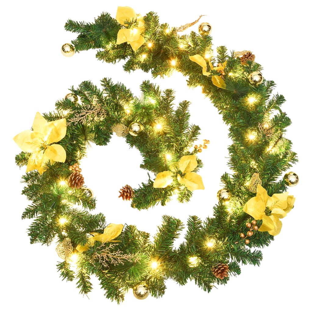 vidaXL Christmas Garland Holiday Artificial Xmas Garland with LED