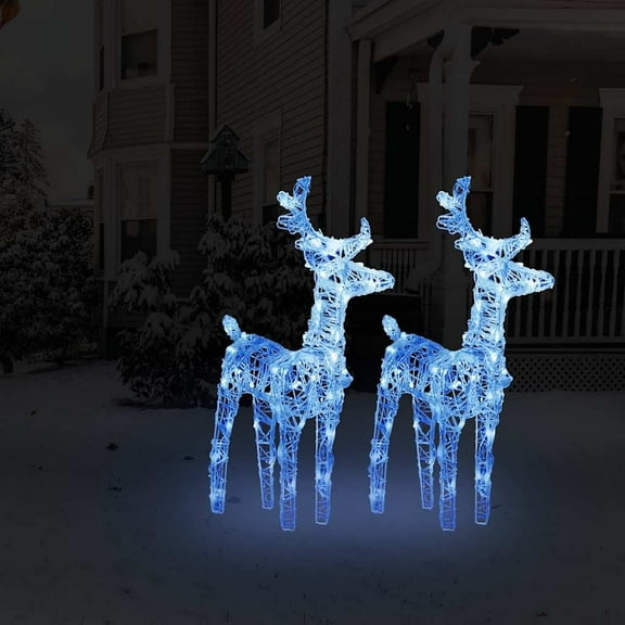 vidaXL Christmas Reindeers Xmas Decoration Light Display with LEDs Acrylic