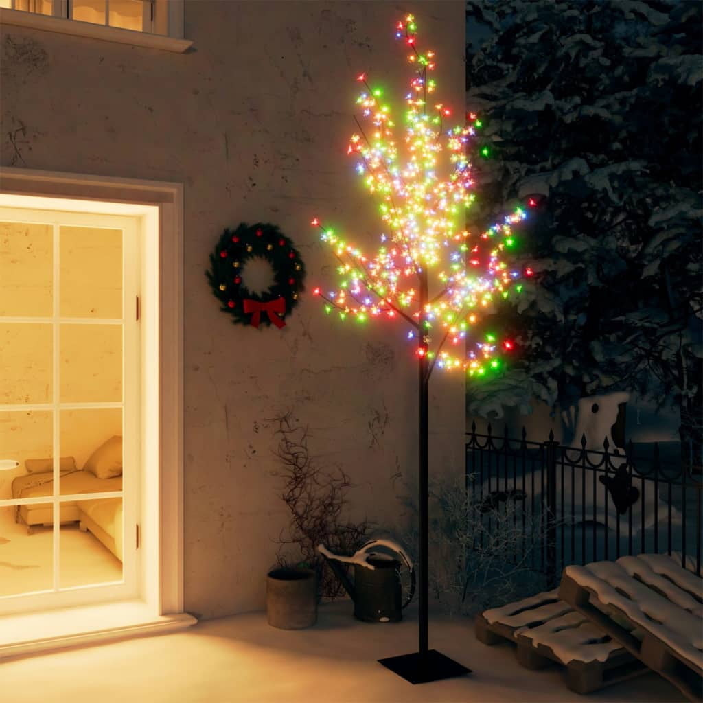 vidaXL Christmas Tree 200 LEDs Blue White Light Cherry Blossom 6