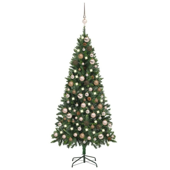 vidaXL Christmas Tree Decoration Artificial Xmas Tree with LEDs and Ball Set