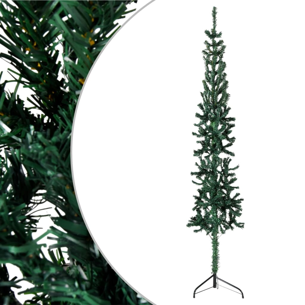 Slim Green PVC Half Christmas Tree with Steel Stand - 5 Feet