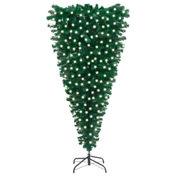vidaXL Christmas Tree Decoration Upside-down Artificial Tree with LEDs Green