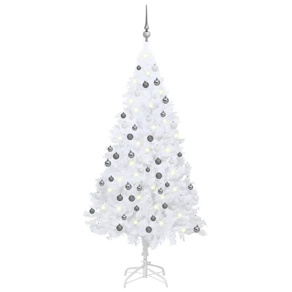 vidaXL Christmas Tree Holiday Artificial Xmas Tree with LEDs and Ball Set PVC