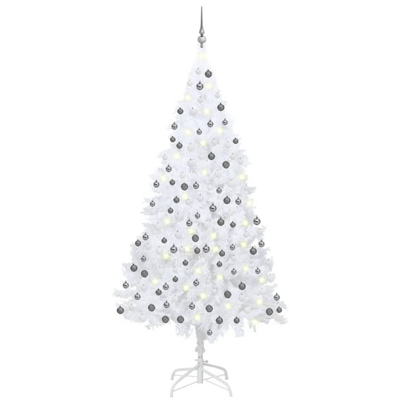 vidaXL Christmas Tree Holiday Artificial Xmas Tree with LEDs and Ball Set PVC