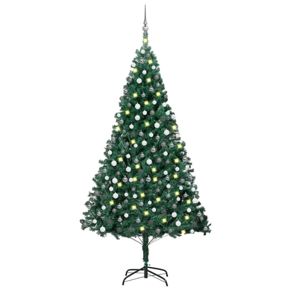 vidaXL Christmas Tree Holiday Artificial Xmas Tree with LEDs and Ball Set PVC