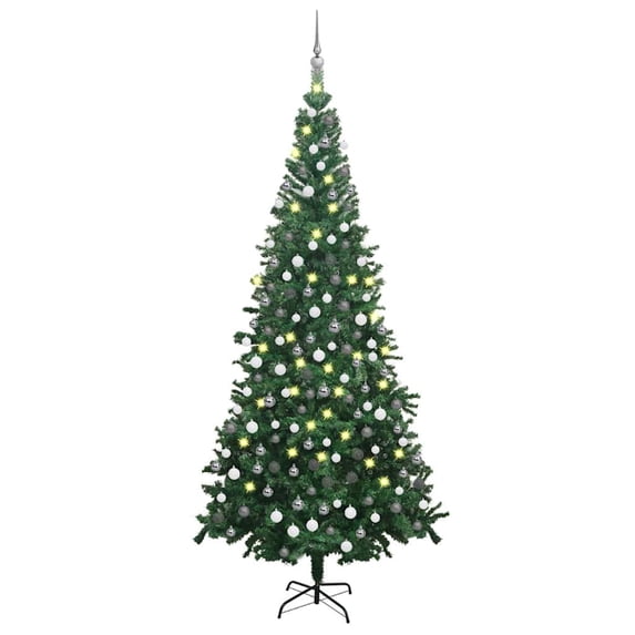 vidaXL Christmas Tree Holiday Artificial Xmas Tree with LEDs and Ball Set
