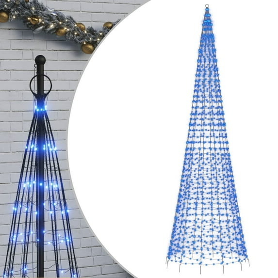 vidaXL Christmas Tree Light on Flagpole 3000 LEDs Blue 315"