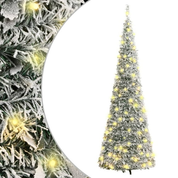 vidaXL Christmas Tree Outdoor Artificial Xmas Tree Pop-up Flocked Snow 50 LEDs
