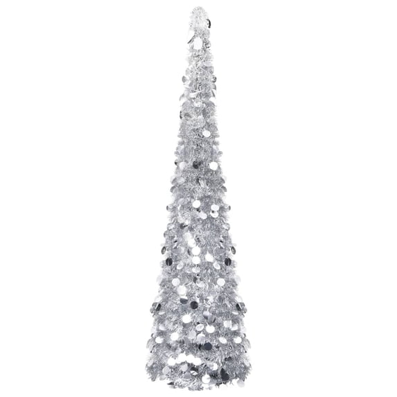 vidaXL Silver Pop-Up Xmas Tree, Artificial PET Christmas Decor