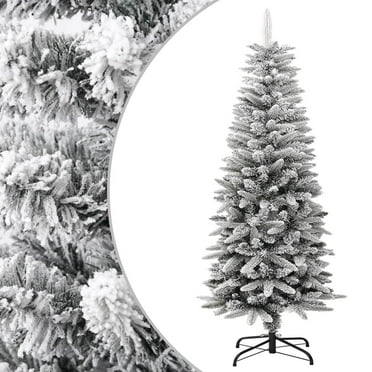 vidaXL Christmas Tree Slim Artificial Xmas Tree with Flocked Snow PVC and PE