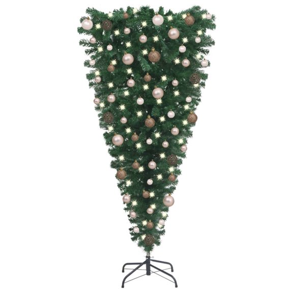 vidaXL Christmas Tree Upside-down Artificial Xmas Tree with LEDs and Ball Set