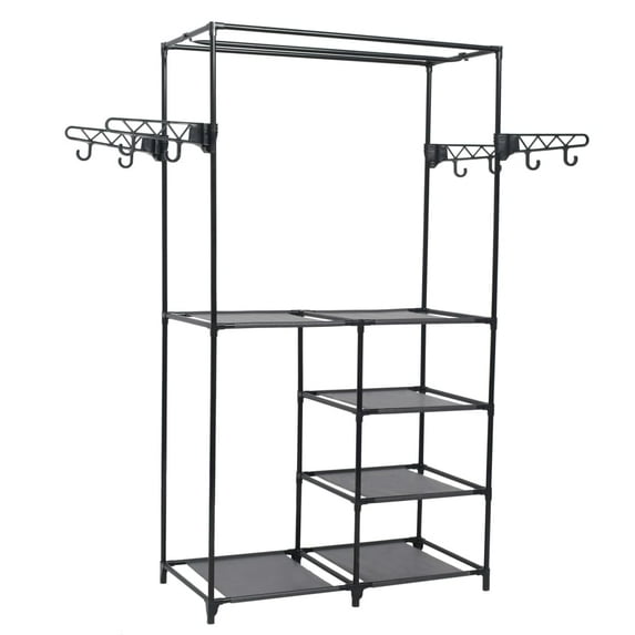 vidaXL Clothes Rack Black Powder-coated steel, Non-woven fabric Medium