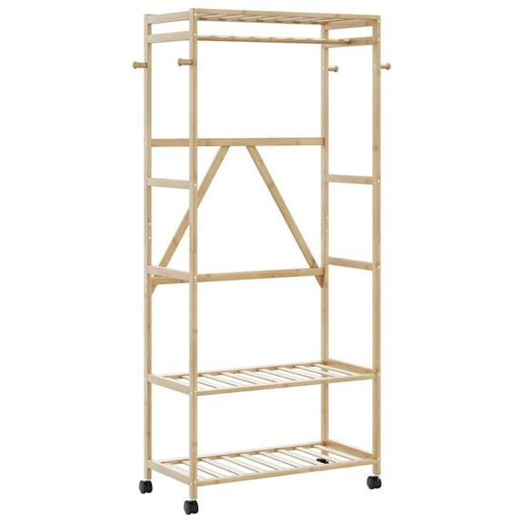 vidaXL Clothes Rack with Shelves and Wheels 35.4"x15.7"x70.7" Bamboo